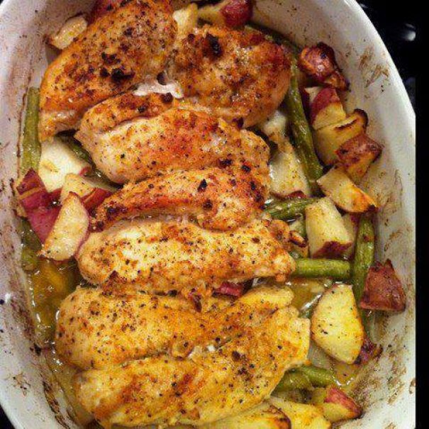 GARLIC & LEMON CHICKEN W/GREEN BEANS & RED POTATOES