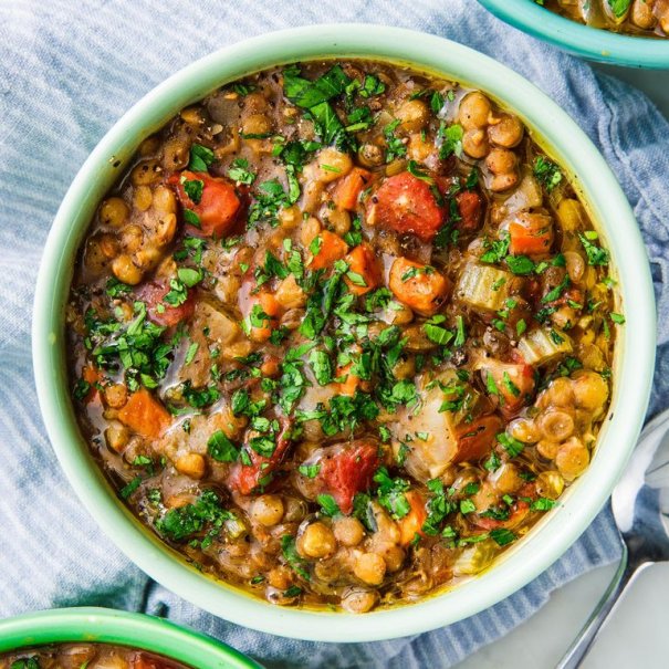 Lentil soup is packed with veggies and thanks to the Instant Pot is done in no time! Keep this soup vegetarian by using vegetable broth and skip the Parmesan garnish to make it vegan!