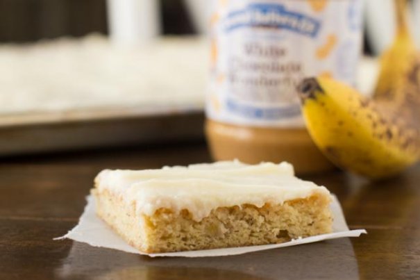 White chocolate peanut butter banana cake