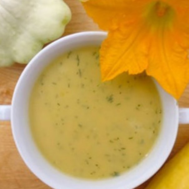 This coconut milk—laced soup is a fun way to use crookneck or straightneck yellow squash during the summer.