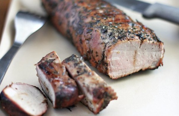 Grilled Pork Tenderloin Glazed with Bourbon and Molasses