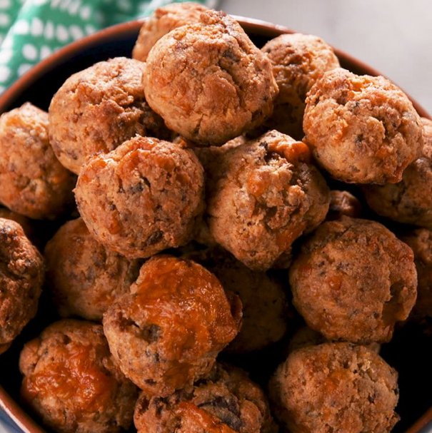 These are extremely delicious keto sausage balls, and we're guilty of eating too many of them.