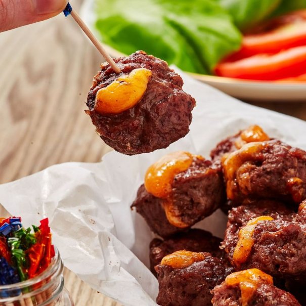 The secret ingredient in these burger fat bombs: BUTTER. It'll help keep you satisfied and happy for way longer than your favorite fast food joint ever could. Plus, cheddar is always a welcomed surprise.