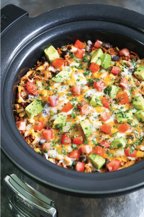Finish off this easy casserole with sliced avocados and diced tomatoes. The garnishes add a touch of fresh flavor.