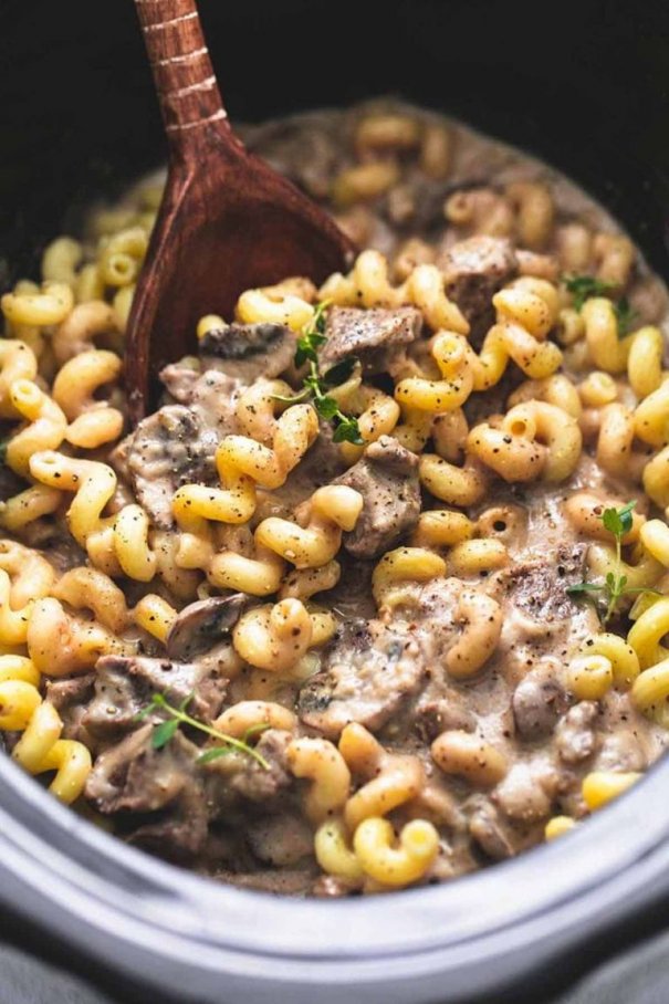 This easy slow cooker version of beef stroganoff promises rich and savory flavors.