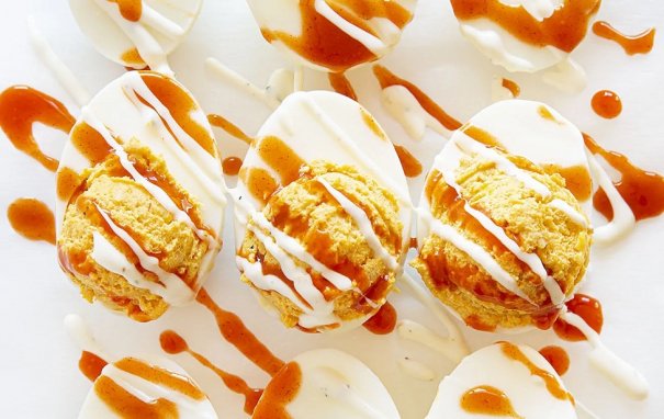 A Deviled Egg with a buffalo chicken twist!