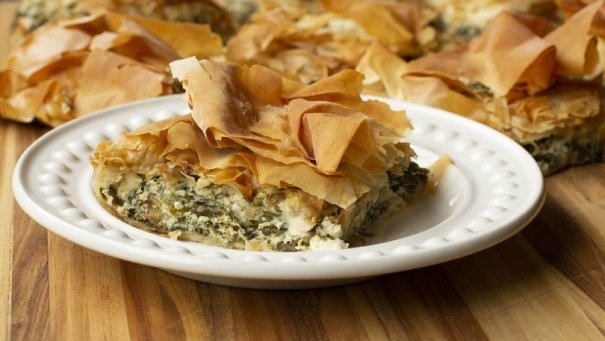 Spanakopita is a popular Greek spinach and feta pie that makes a great vegetarian meal option.