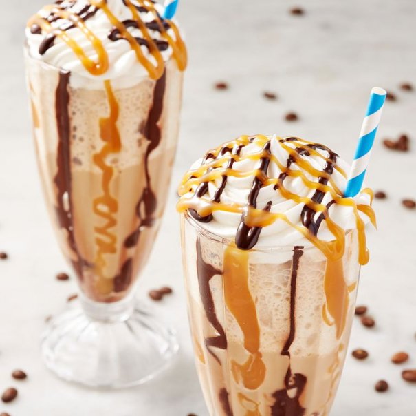 Coffee lovers, this one's for you. This super-boozy shake uses cold-brew ice cubes, so it won't get diluted, no matter how long it takes you to get to the bottom of the glass! 